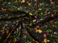 Курточная черная зеленая ткань цветы листья полиэстер ДЁ39