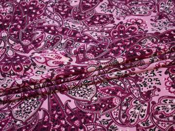 Плательная малиновая розовая ткань узор полиэстер ЕБ452