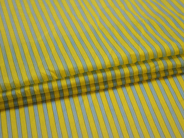 Плательная желтая голубая ткань полоска шелк вискоза ЕБ493