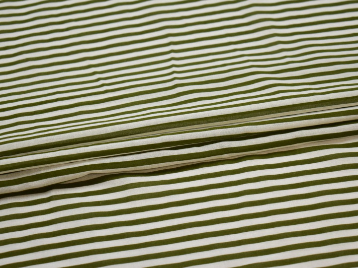 Рубашечная зеленая белая ткань полоска хлопок ЕВ251