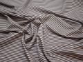 Рубашечная коричневая белая ткань полоска хлопок эластан ЕВ247