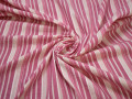 Рубашечная розовая белая ткань полоска хлопок полиэстер ЕВ215