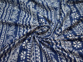 Плательная синяя белая ткань орнамент хлопок ЕВ212
