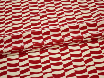 Плательная молочная красная ткань геометрия полиэстер ЕБ477