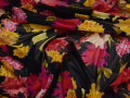 Сетка-стрейч черная желтая цветы полиэстер БД67
