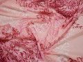 Сетка-стрейч розовая бордовая листья полиэстер БГ368