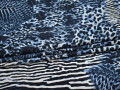 Хлопок синий белый леопард полиэстер эластан ЕВ332