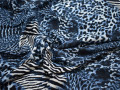 Хлопок синий белый леопард полиэстер эластан ЕВ332