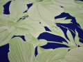 Плательная синяя ткань цветы листья полиэстер ЕВ36