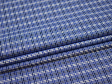 Рубашечная синяя белая ткань полоска хлопок ЕВ525