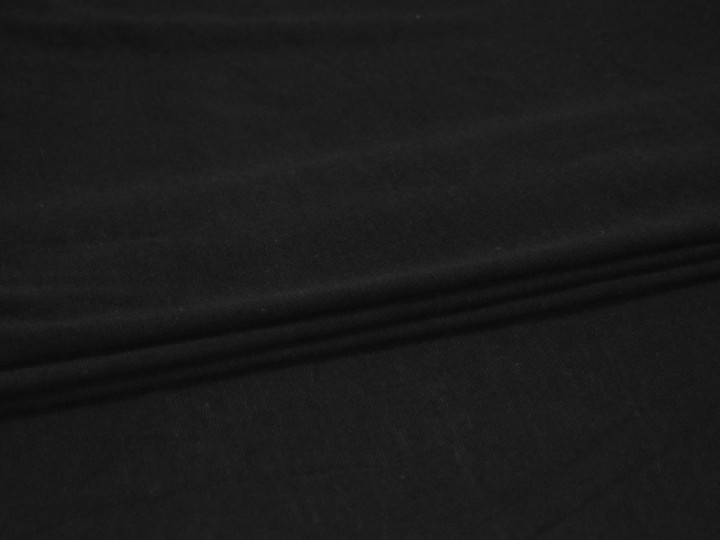 Трикотаж черный шелк хлопок АВ363