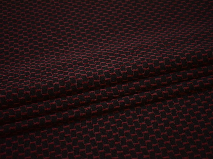 Трикотаж черный бордовый геометрия хлопок АВ646