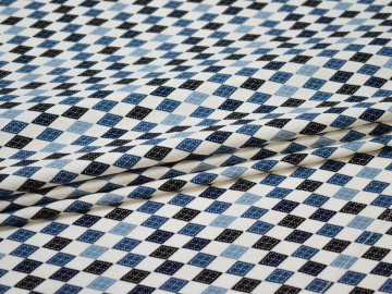 Рубашечная белая голубая ткань геометрия хлопок ЕВ556