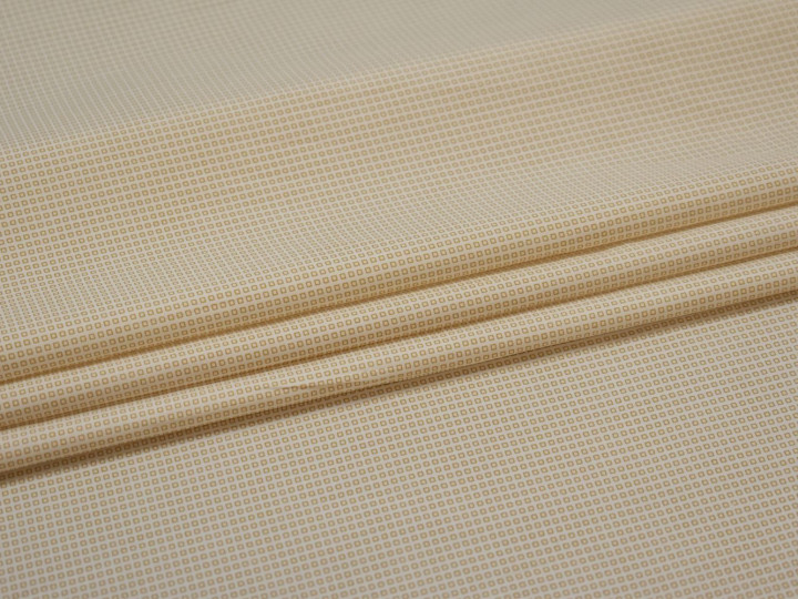 Рубашечная бежевая белая ткань геометрия хлопок ЕВ540