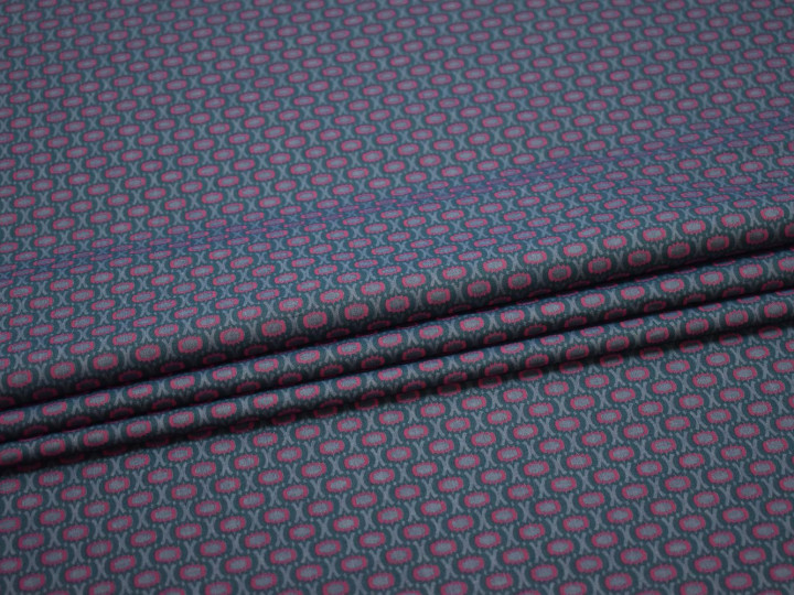 Рубашечная синяя красная ткань геометрия хлопок ЕВ526