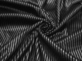 Рубашечная черная серебряная ткань полоска хлопок эластан БГ242