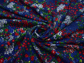 Хлопок синий красный цветы полиэстер эластан ББ198