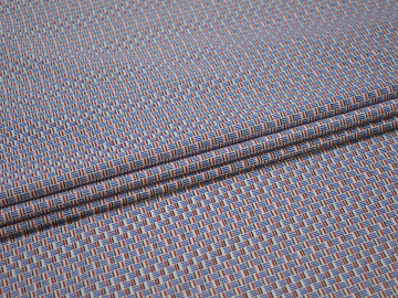 Рубашечная синяя красная ткань полоска хлопок эластан ЕА398