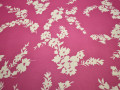 Шифон розовый белый  цветы листья полиэстер ЕБ578