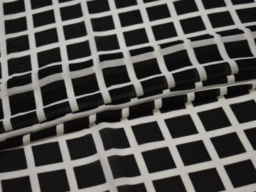 Шифон черный белый квадрат полиэстер ББ464