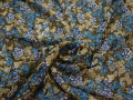 Шифон голубой коричневый цветы полиэстер ББ473