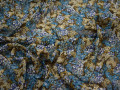 Шифон голубой коричневый цветы полиэстер ББ473