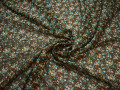Шифон коричневый бирюзовый цветы полиэстер ББ452