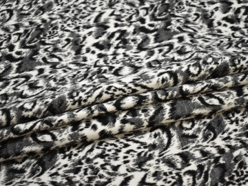 Пальтовая серая белая ткань леопард полиэстер ГЖ120