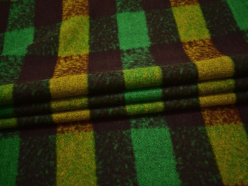 Пальтовая зеленая коричневая ткань полиэстер шерсть ГЖ116