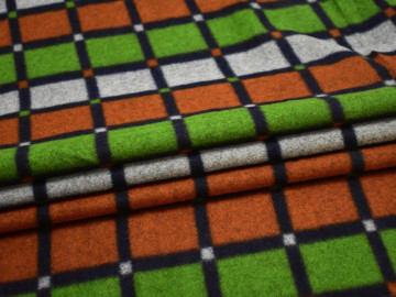 Пальтовая оранжевая зеленая ткань полиэстер шерсть ГЖ133
