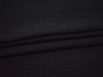 Пальтовая черная синяя ткань полоска полиэстер шерсть ГЁ130