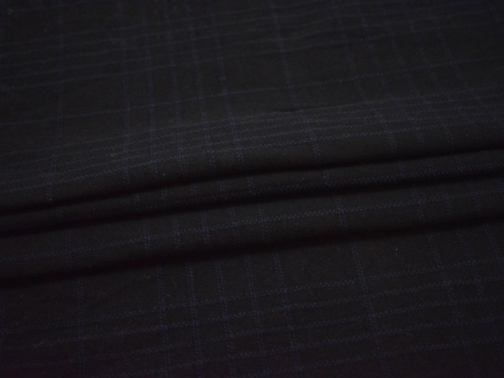 Пальтовая черная синяя ткань полоска полиэстер шерсть ГЁ130