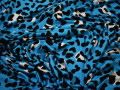 Трикотаж голубой черный леопард хлопок АД556
