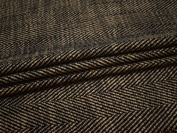 Пальтовая бежевая черная ткань шерсть полиэстер ГЖ357