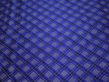 Китайский шёлк синий клетка полоска полиэстер ГВ436