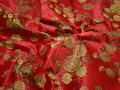 Китайский шёлк красный черный цветы полиэстер ГВ424