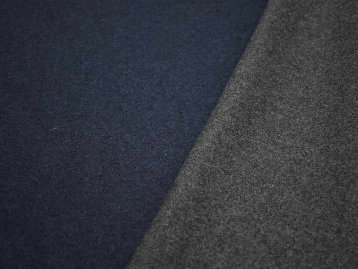 Пальтовая синяя ткань шелк полиэстер ГД484