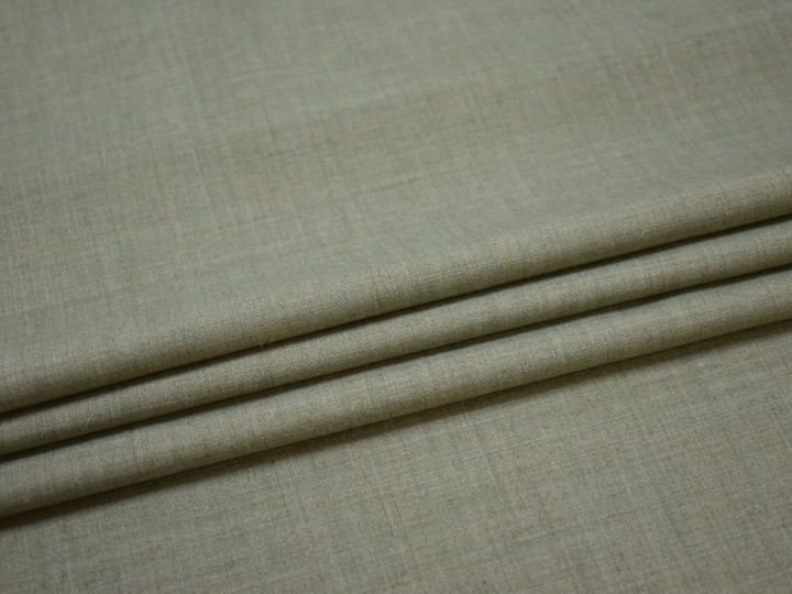 Костюмная оливковая ткань шерсть лен полиэстер ГЕ4129