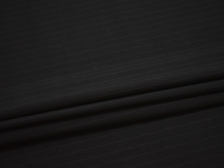 Костюмная черная ткань полоска вискоза полиэстер эластан ВД267