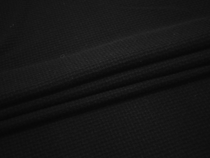 Пальтовая фактурная черная ткань шерсть ГЁ355