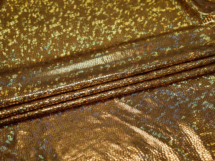 Трикотаж диско золотой полиэстер ГГ251
