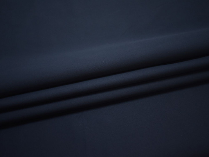 Костюмная синяя ткань хлопок полиэстер ВГ486
