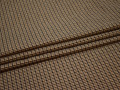 Костюмная коричневая ткань полоска шелк хлопок полиэстер ЕВ524
