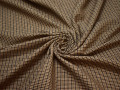 Костюмная коричневая ткань полоска шелк хлопок полиэстер ЕВ524