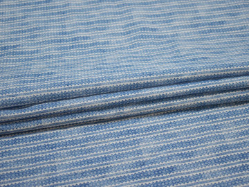 Рубашечная синяя белая ткань полоска хлопок ЕБ4111