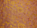 Парча золотая персиковая цветы полиэстер ГВ38