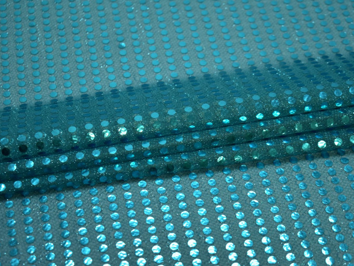 Сетка голубая с пайетками полиэстер ГВ3137
