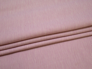 Костюмная розовая белая ткань полоска хлопок эластан ВГ393