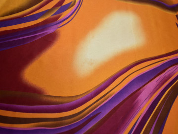 Атлас оранжевый абстрактный узор полиэстер ББ526