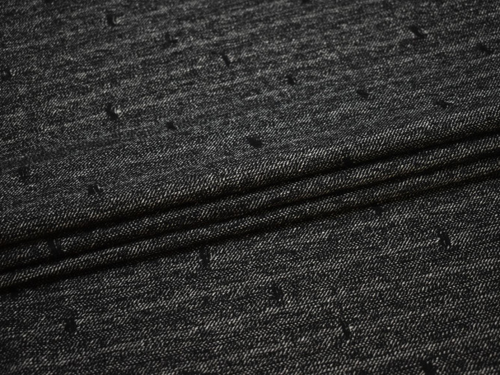 Костюмная серая черная ткань шелк хлопок полиэстер ВД585